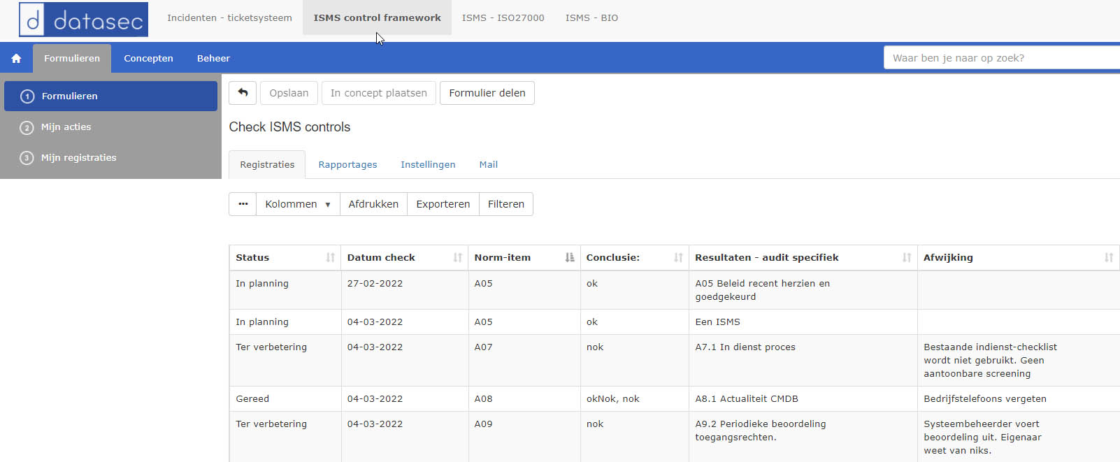 control framework